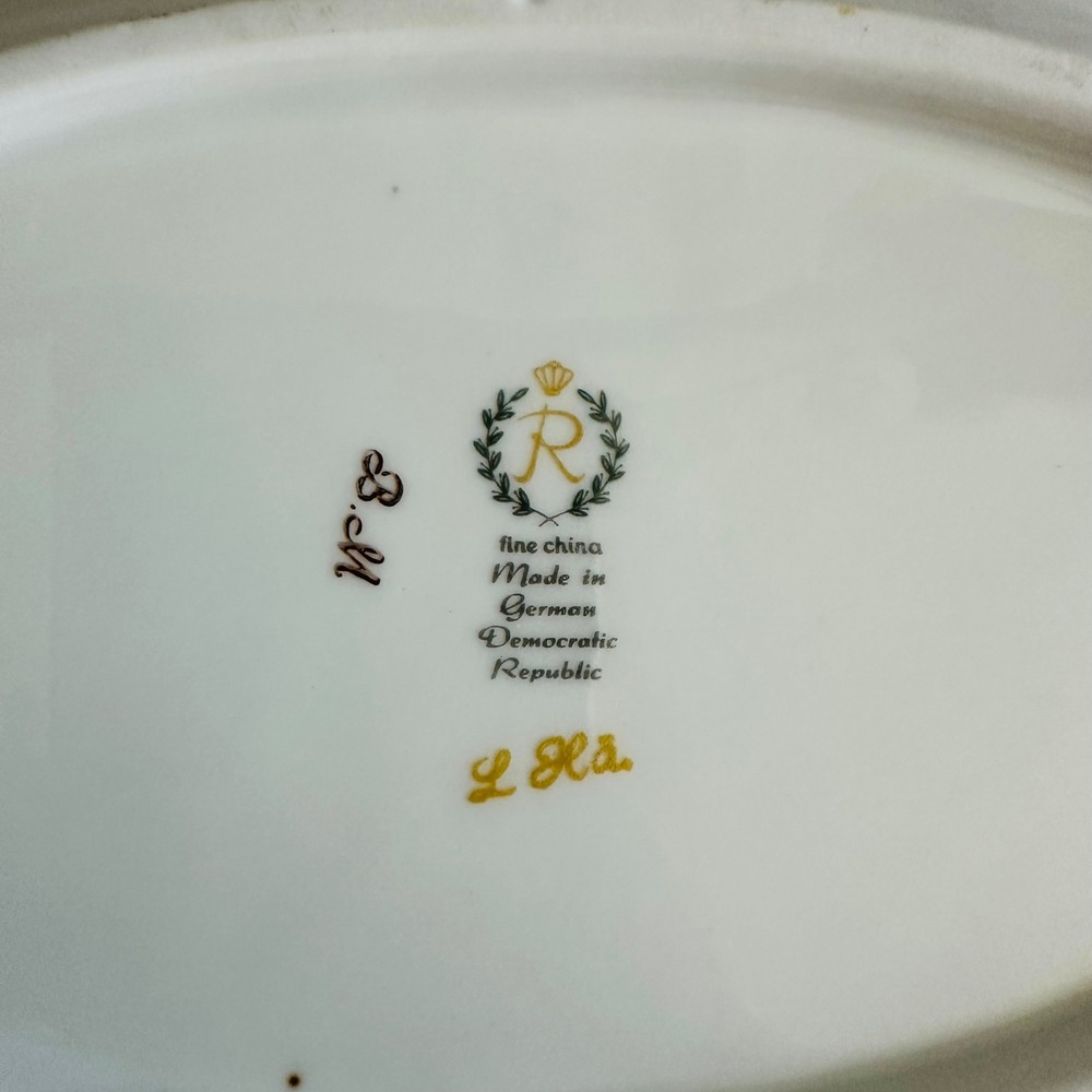 Vintage Grandmillennial Reichenbach Floral Gold Platter East German Rococo - Picture 3 of 4